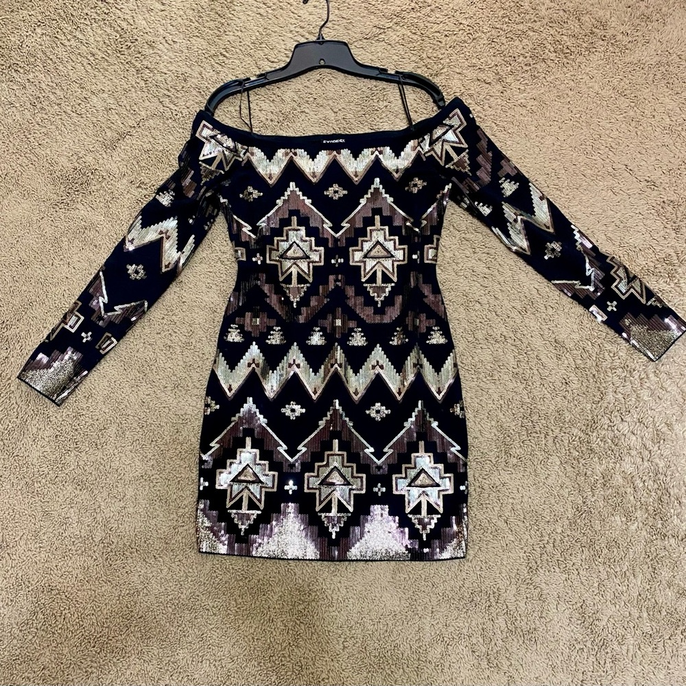 Express Sequin Long Sleeve Dress